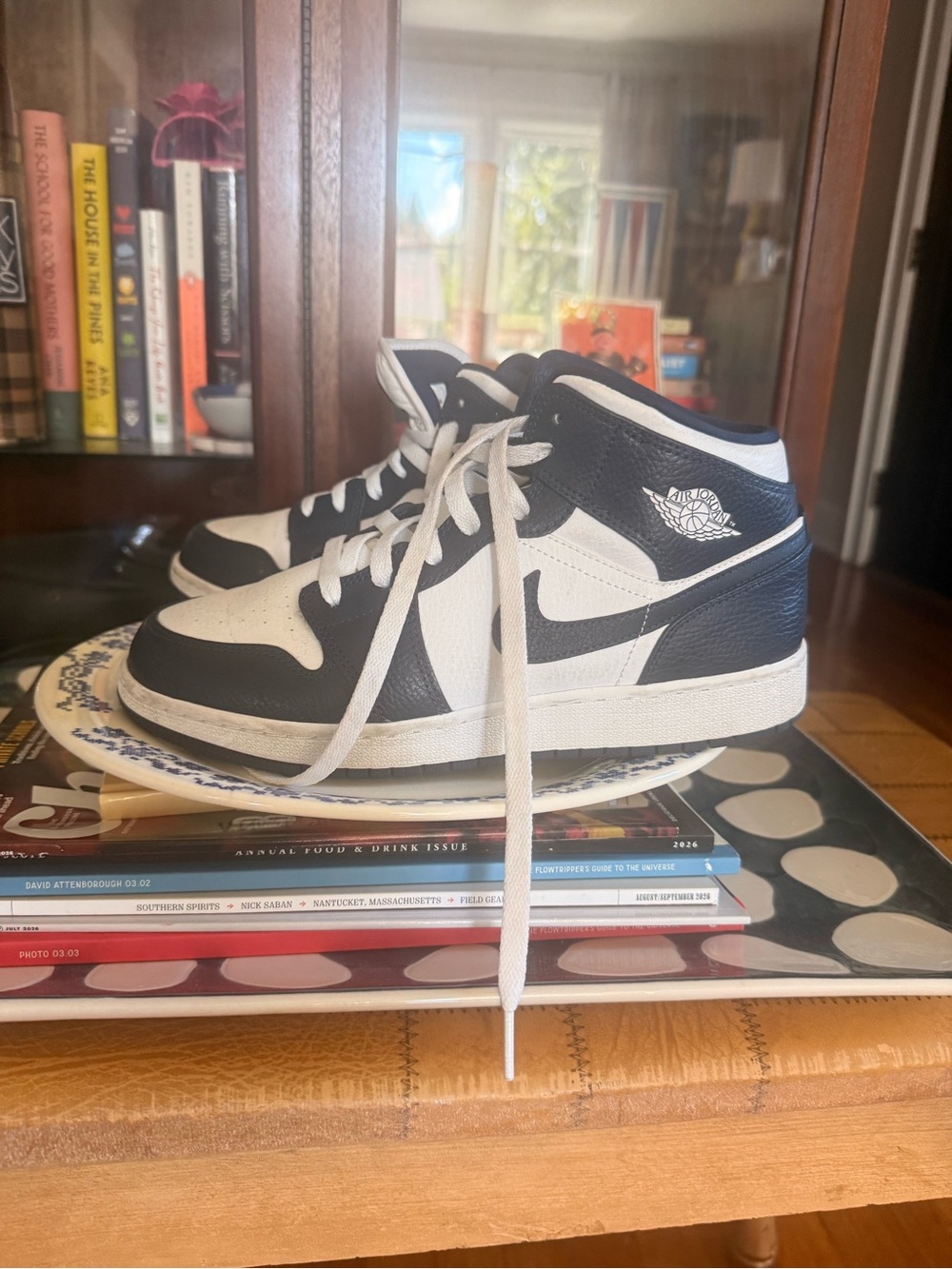 Jordan Mid-Top Sneakers — Navy & White